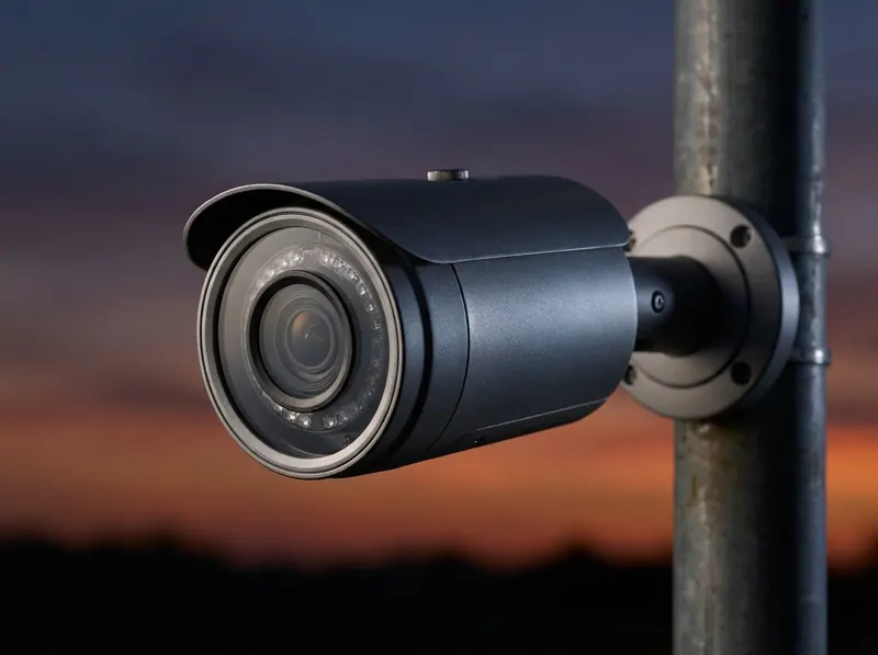 Bullet IP camera with infrared on a pole